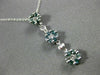 ESTATE .87CT WHITE & BLUE DIAMOND 14KT WHITE GOLD 3D FLOWER CLUSTER LOVE PENDANT