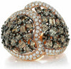 ESTATE LARGE 3.17CT WHITE & CHOCOLATE FANCY DIAMOND 18KT ROSE GOLD CLUSTER RING