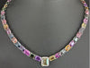 LARGE 76.33CT DIAMOND & AAA MULTI COLOR SAPPHIRE 18K WHITE GOLD NECKLACE