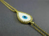 ESTATE .11CT DIAMOND WHITE & BLUE ENAMEL 18K YELLOW GOLD EVIL EYE LUCKY BRACELET