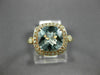 ESTATE WIDE 2.08CT DIAMOND & AAA AQUAMARINE 14K ROSE GOLD SQUARE ENGAGEMENT RING