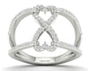 ESTATE .33CT DIAMOND 14KT WHITE GOLD 3D CLASSIC DOUBLE HEART INFINITY LOVE RING