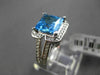 ESTATE WIDE 3.5CTW DIAMOND & AAA EXTRA FACET BLUE TOPAZ 14K WHITE GOLD HALO RING