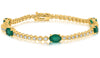 3.0CT DIAMOND AAA EMERALD 14KT YELLOW GOLD OVAL & ROUND ETERNITY TENNIS BRACELET
