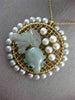 ESTATE LARGE AAA MULTI GEM 14KT YELLOW GOLD 3D CIRCULAR MESH LUCKY FISH PENDANT