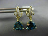 4.10CT DIAMOND & AAA LONDON BLUE TOPAZ 14K 2 TONE GOLD TRILLION HANGING EARRINGS