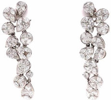 ESTATE EXTRA LARGE 5.91CT DIAMOND 18K WHITE GOLD MULTI SHAPE MULTI LEAF EARRINGS