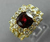 LARGE 4.1CT ROUND & BAGUETTE DIAMOND & RUBY 18K YELLOW GOLD HALO ENGAGEMENT RING