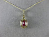 ESTATE 1.02CT DIAMOND & AAA OVAL RUBY 14KT YELLOW GOLD 3D HALO FLOATING PENDANT