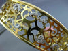 ESTATE WIDE .65CT DIAMOND 14K YELLOW GOLD 3D FILIGREE GRADUATING BANGLE BRACELET