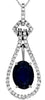 1.62CT DIAMOND & AAA SAPPHIRE 14KT WHITE GOLD 3D OVAL TEAR DROP FLOATING PENDANT
