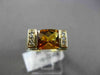 ESTATE LARGE 1.79CT DIAMOND & EXTRA FACET CITRINE 14KT YELLOW GOLD TENSION RING