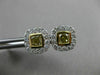 ESTATE 1.30CT WHITE & FANCY YELLOW DIAMOND 18KT TWO TONE GOLD CLASSIC HALO STUD