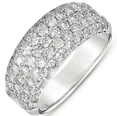 1.94CT DIAMOND 14KT WHITE GOLD 3D MULTI ROW PAVE SEMI ETERNITY ANNIVERSARY RING
