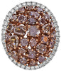 LARGE 3.87CT WHITE & PINK DIAMOND 18KT WHITE & ROSE GOLD MULTI SHAPE OVAL RING