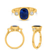 LARGE 2.73CT DIAMOND AAA SAPPHIRE 14KT YELLOW GOLD CUSHION ROUND ENGAGEMENT RING