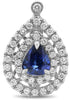 ESTATE 1.43CT DIAMOND & AAA PEAR SHAPE SAPPHIRE 18KT WHITE GOLD 3D HALO PENDANT