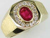 ESTATE 1.27CT DIAMOND & AAA RUBY 14KT YELLOW GOLD OVAL & ROUND CLASSIC MENS RING