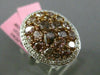 ESTATE LARGE 3CT MULTI COLOR DIAMOND 18K WHITE & ROSE GOLD OVAL MULTI SHAPE RING