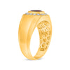 LARGE 3.05CT DIAMOND & RUBY 14KT YELLOW GOLD 3D EMERALD CUT SOLITAIRE MEN'S RING