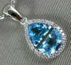 1.65CT DIAMOND & AAA BLUE TOPAZ 14KT WHITE GOLD 3D TRIANGULAR TEAR DROP PENDANT
