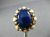 ESTATE LARGE .25CT DIAMOND AAA CORAL & LAPIS 14K YELLOW GOLD 3D OVAL FLOWER RING