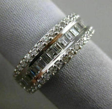 ESTATE WIDE 1.82CT ROUND & BAGUETTE DIAMOND 18KT WHITE GOLD CLASSIC WEDDING RING