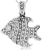 ESTATE .30CT ROUND DIAMOND 14K WHITE GOLD 3D CLASSIC LUCKY FISH FLOATING PENDANT