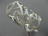 ESTATE EXTRA LARGE .79CT DIAMOND 18KT WHITE GOLD OPEN WEB LEAF FULL FINGER RING