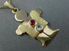 ESTATE LARGE .50CT AQUAMARINE & RUBY 14KT YELLOW GOLD 3D BABY BOY PENDANT #25193