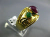 ESTATE WIDE 1.70CT AAA RUBY & EMERALD 14KT YELLOW GOLD 3D FILIGREE RING #25122