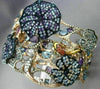 ESTATE LARGE 9.26CT MULTI COLOR DIAMOND & AAA GEM 14K GOLD AQUATIC FLOWER BANGLE