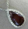 ESTATE 5.48CT DIAMOND & AAA RUBY 18KT WHITE GOLD CLASSIC TEAR DROP HALO PENDANT