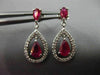 ESTATE 1.50CT DIAMOND & AAA RUBY 14KT WHITE GOLD TEAR DROP PEAR HANGING EARRINGS