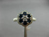 ESTATE WIDE 3.60CT DIAMOND & AAA ROUND SAPPHIRE 14KT WHITE GOLD 3D FLOWER RING