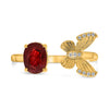 1.39CT DIAMOND & AAA RUBY 14KT YELLOW GOLD 3D OVAL BUTTERFLY SOLITAIRE LOVE RING