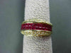 ESTATE WIDE 2.90CT DIAMOND & AAA SQUARE CUT RUBY 14KT YELLOW GOLD RING #23007