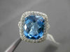 ESTATE LARGE 7.15CTW DIAMOND & AAA BLUE TOPAZ 14KT WHITE GOLD FILIGREE FUN RING