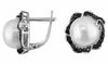 .72CT BLACK DIAMOND & AAA SOUTH SEA PEARL 14KT WHITE GOLD 3D FLOWER EARRINGS