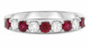 ESTATE .83CT DIAMOND & AAA RUBY 14KT WHITE GOLD SEMI ETERNITY ANNIVERSARY RING