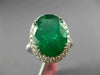 ESTATE LARGE 6.74CT DIAMOND & AAA EMERALD 18K WHITE GOLD 3D HALO ENGAGEMENT RING