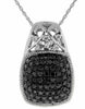 ESTATE .98CT WHITE & BLACK DIAMOND 14KT WHITE GOLD SQUARE OPEN FILIGREE PENDANT