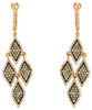 1.55CT WHITE & CHOCOLATE FANCY DIAMOND 14K ROSE GOLD CHANDELIER HANGING EARRINGS