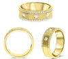 .27CT DIAMOND 14KT YELLOW GOLD 3D 3 STONE ETOILE MATTE & SHINY ANNIVERSARY RING