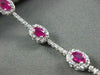 ANTIQUE 4.03CT DIAMOND & AAA RUBY 14KT WHITE GOLD CLUSTER TENNIS BRACELET #112
