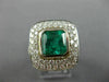 LARGE 6.50CT DIAMOND & COLOMBIAN EMERALD 18KT WHITE GOLD SQUARE ENGAGEMENT RING
