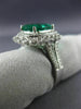ESTATE LARGE 3.33CT DIAMOND & AAA EMERALD 18K WHITE GOLD FLIGREE ENGAGEMENT RING