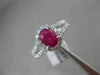 ESTATE 1.55CT DIAMOND & RUBY 14KT WHITE GOLD OVAL HALO FILIGREE ENGAGEMENT RING