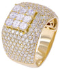 LARGE 1.8CT DIAMOND 14K YELLOW GOLD PRINCESS ROUND SQUARE DOME SHAPE UNISEX RING