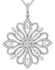ESTATE LARGE 3.20CT DIAMOND 14K WHITE GOLD OPEN FILIGREE FLOWER FLOATING PENDANT